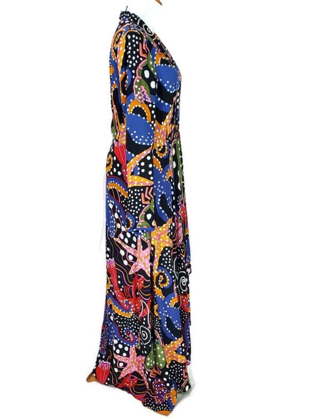 Farm Rio Under the Sea Plunge Neck Maxi Dress Beach Vacation Cruise Wedding Sz S - Picture 4 of 16